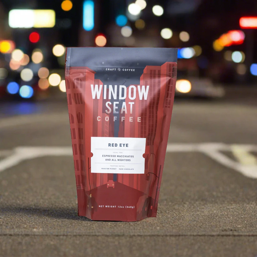 Illustrated Package for Red Eye Window Seat Coffee Blend
