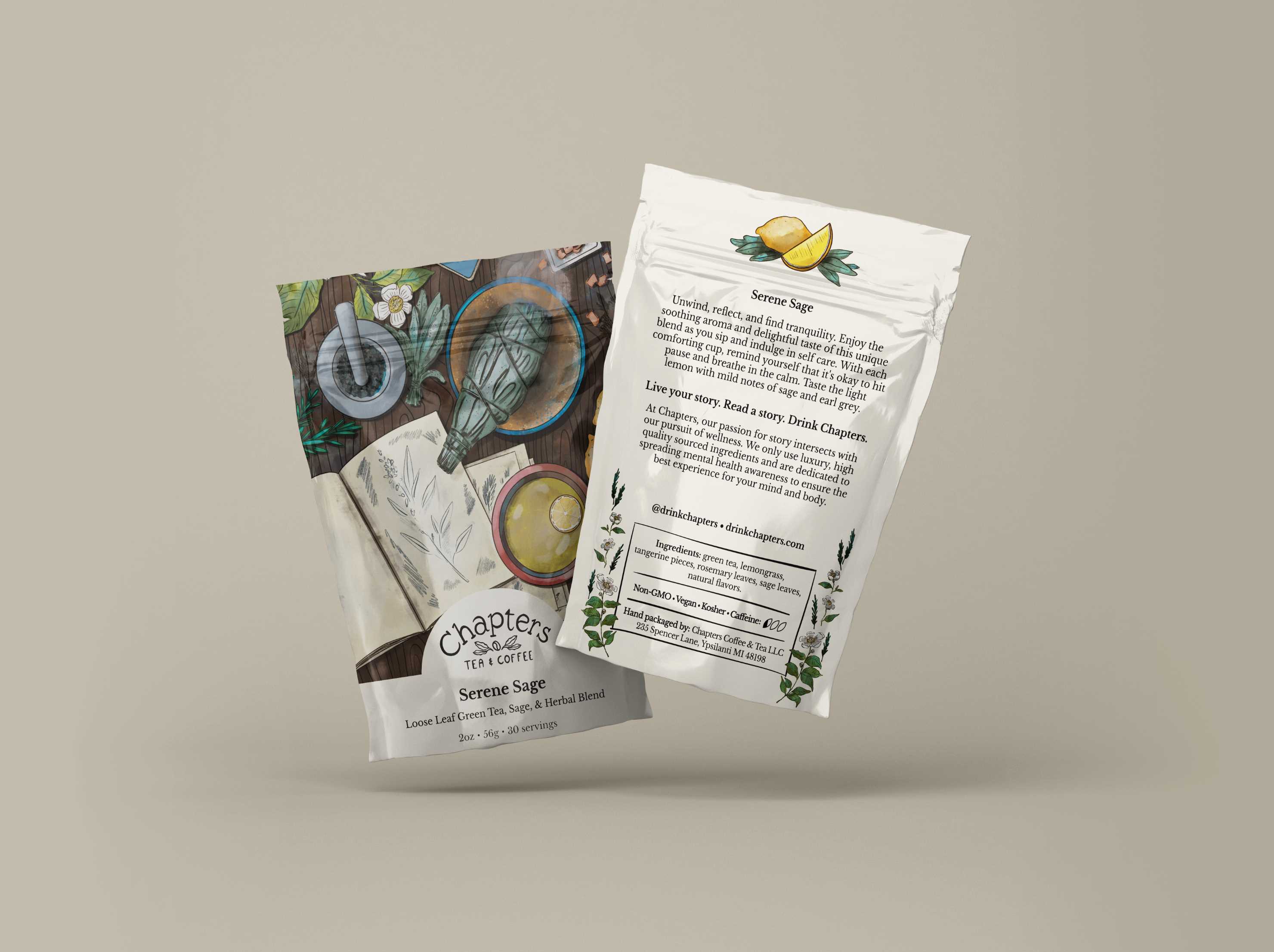Serene Sage Tea Blend Stand Up Pouches