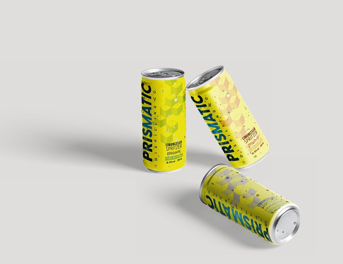Prismatic canned cocktail packaging designs